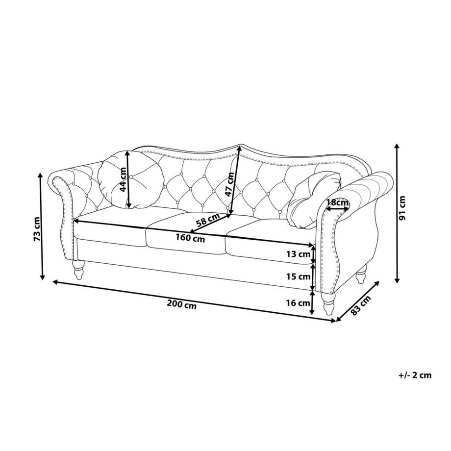 Beliani 3 Sitzer Sofa aus Samtstoff Glamourös SKIEN  