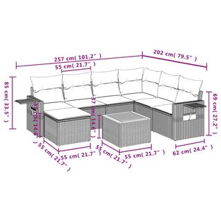 VidaXL Ensemble de canapés de jardin rotin synthétique  