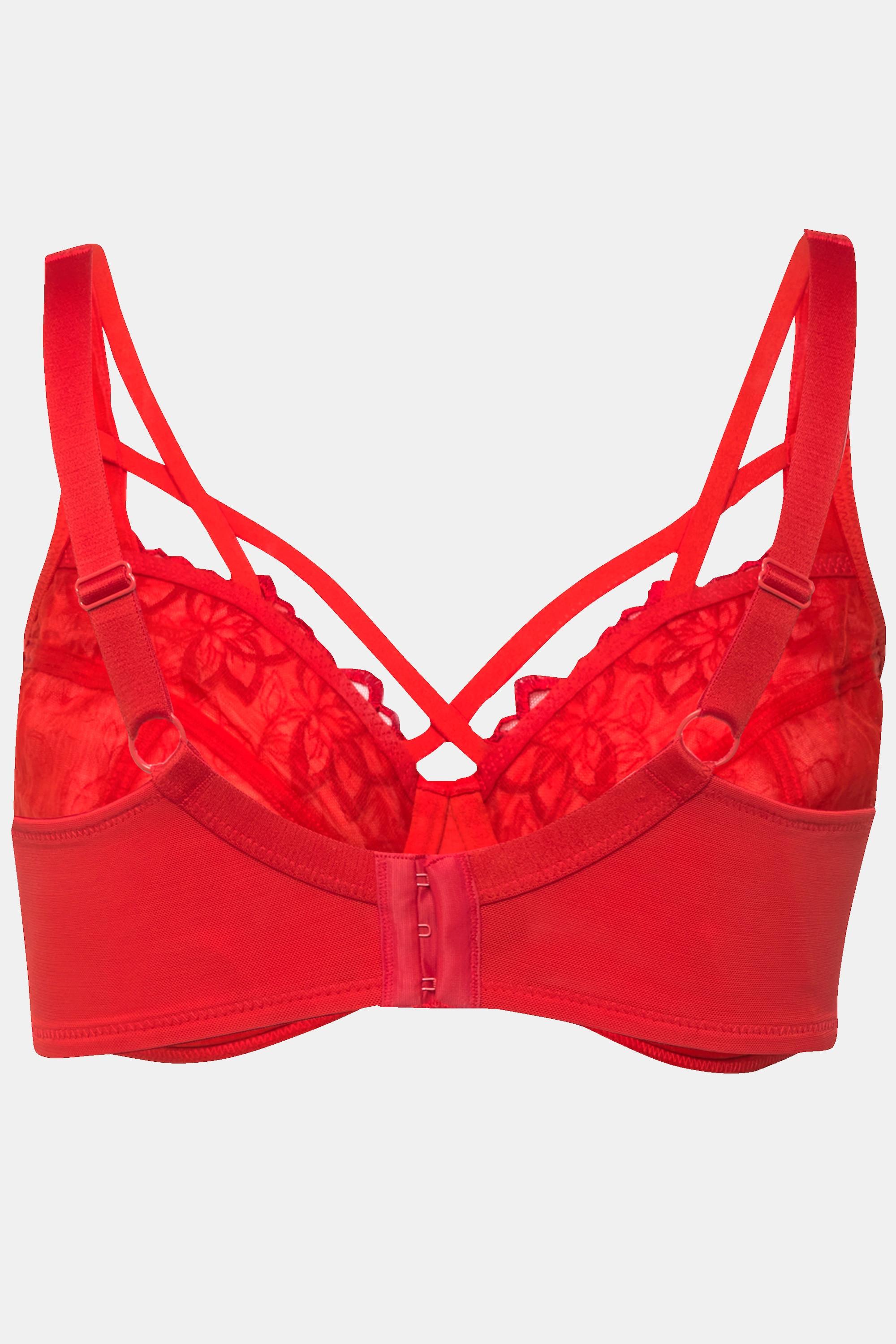 Ulla Popken  Reggiseno con ferretto, ricami e coppa C-F 