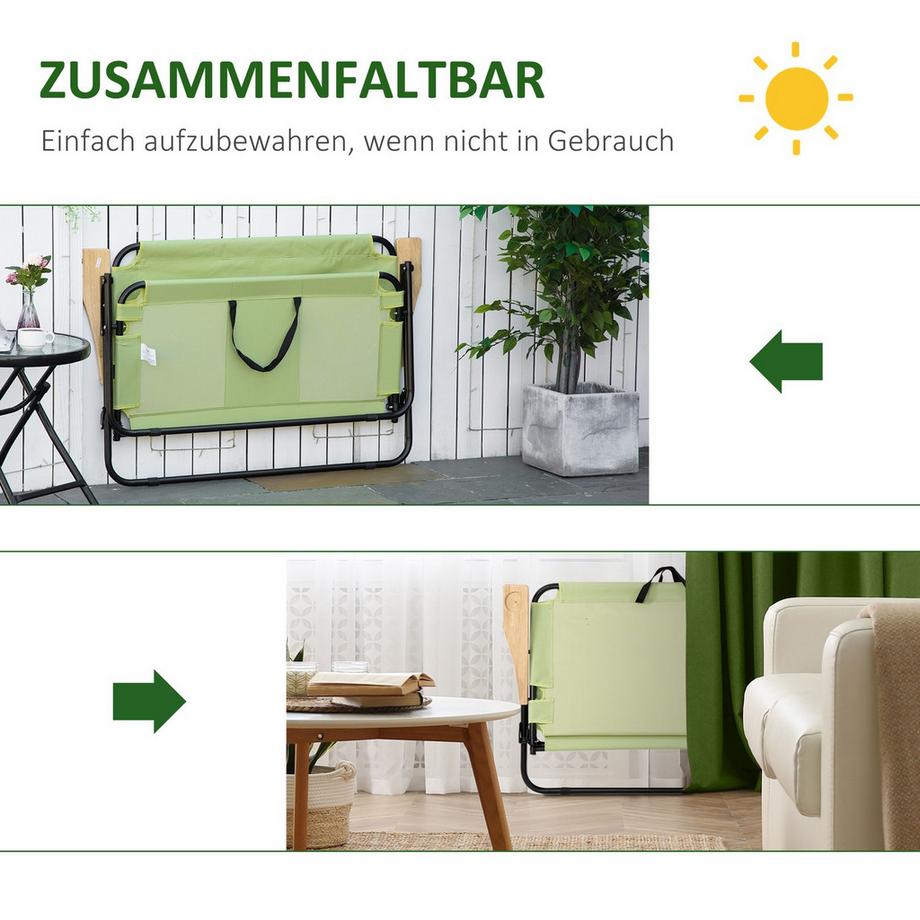Northio  Campingstuhl 2-Sitzer klappbar tragbar Gartenstuhl Regiestuhl Klappstuhl mit Getränkehalter für Outdoor Picknick Wandern max. Belastung 160 kg Hellgrün 114 x 67 x 80 cm Aosom 
