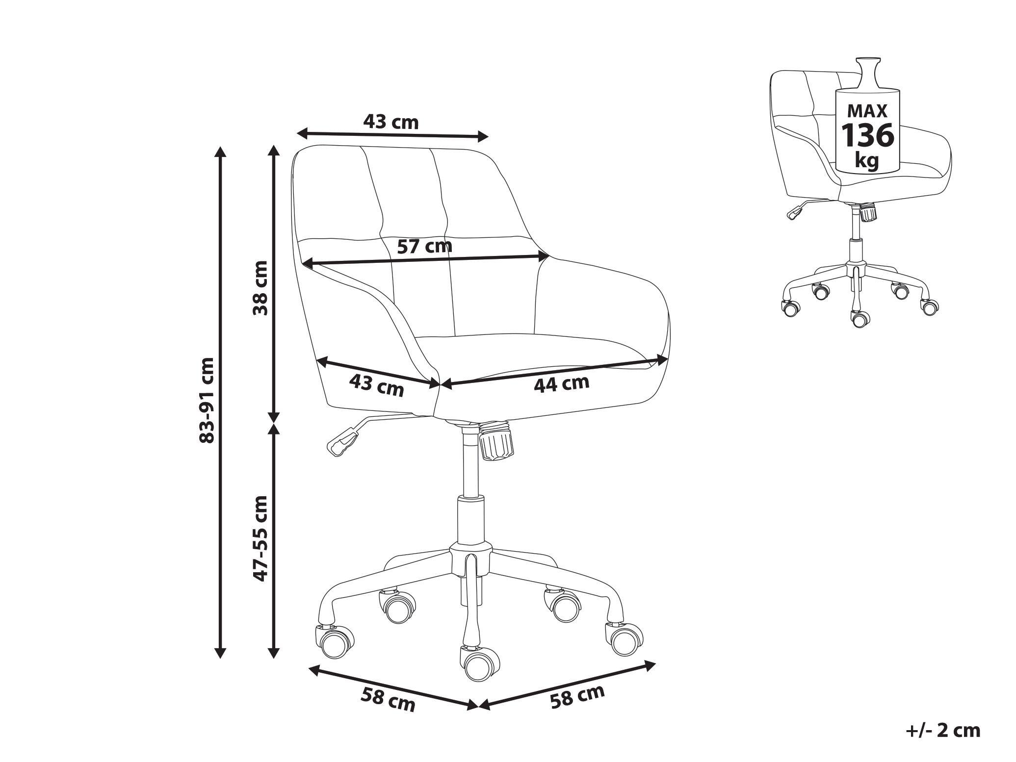 Beliani Sedia da scrivania en Tessuto Industriale PALMDALE  