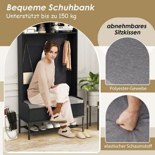 Northix Armadio 4 in 1 con panca & Scarpiera e scarpiera Appendiabiti a 3 ganci appendiabiti nero  