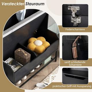 Northix Armadio 4 in 1 con panca & Scarpiera e scarpiera Appendiabiti a 3 ganci appendiabiti nero  