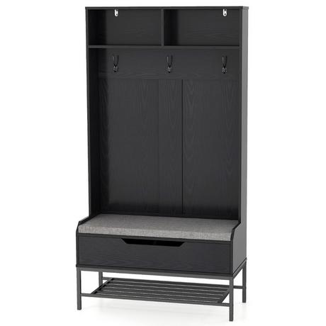 Northix Armadio 4 in 1 con panca & Scarpiera e scarpiera Appendiabiti a 3 ganci appendiabiti nero  