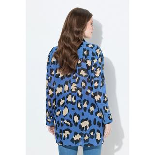 Ulla Popken Blusa Maniche Lunghe Stampa Leopardata Collo Camicia  