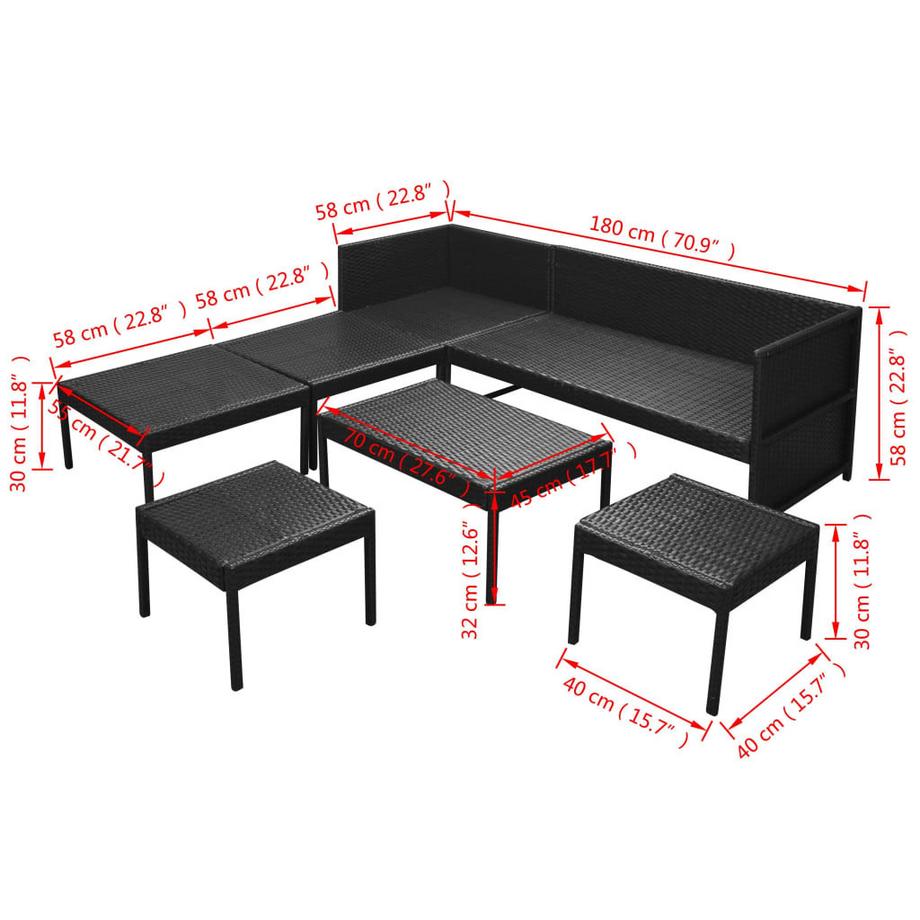 VidaXL Mobilier de jardin rotin synthétique  