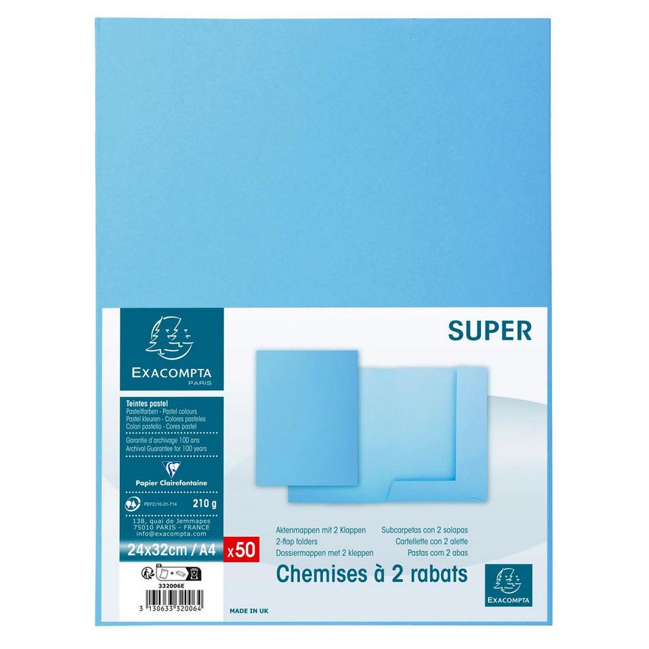 Exacompta Confezione da 50 cartelle 2 alette SUPER 210 - 24x32cm - x 5  