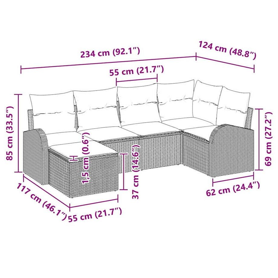 VidaXL Set Divano da Giardino Polyrattan  