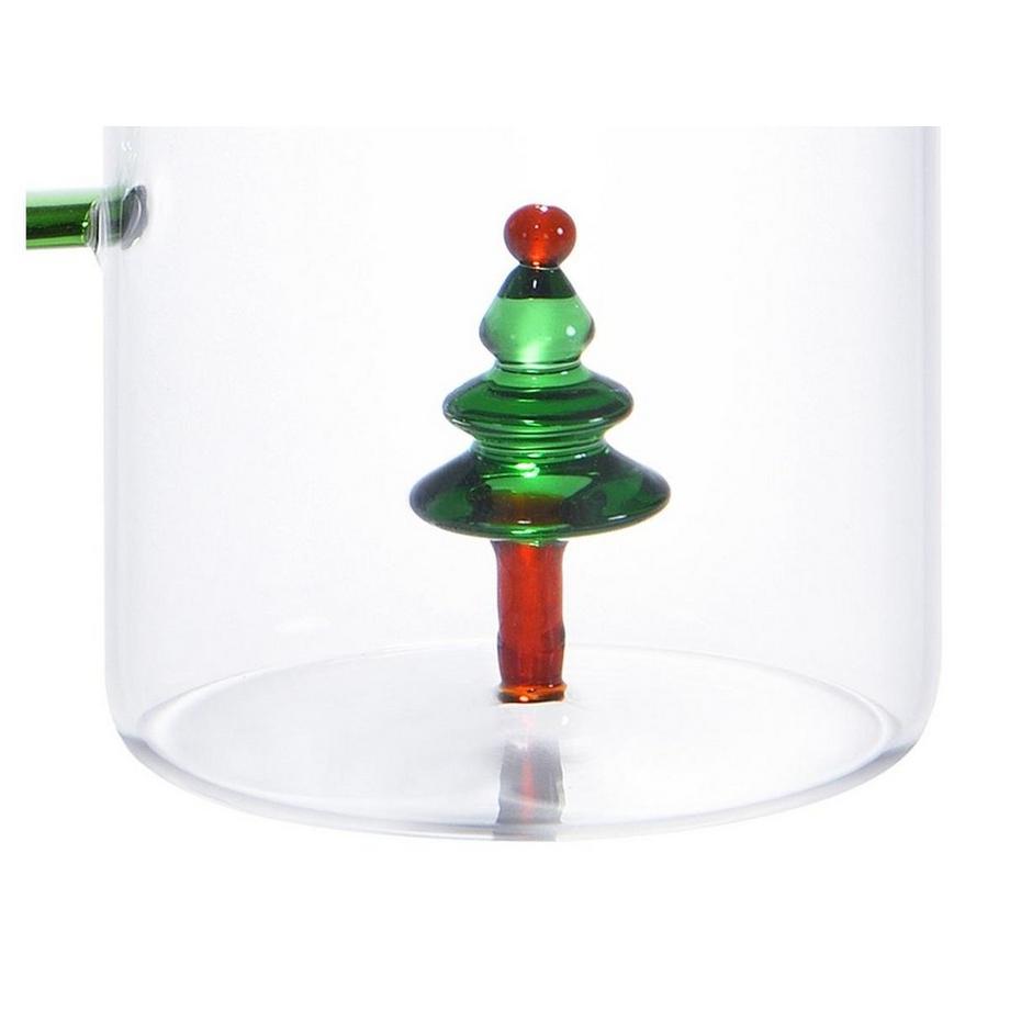 Vente-unique  Glaskrug mit Weihnachtsbaum - Transparent & Grün - D 14,5 x H 24 - MANNIE 