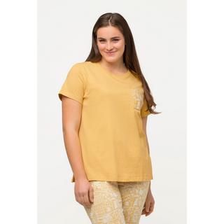 Ulla Popken  Pyjama-Shirt, Rundhals, Halbarm, Biobaumwolle 