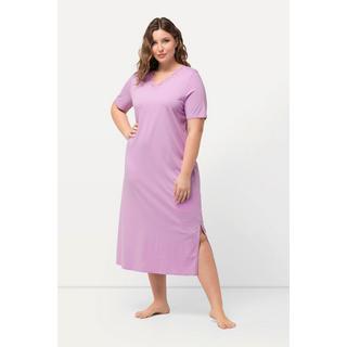 Ulla Popken  Chemise de nuit en modal, broderie ajourée sur le décolleté en V et manches courtes 