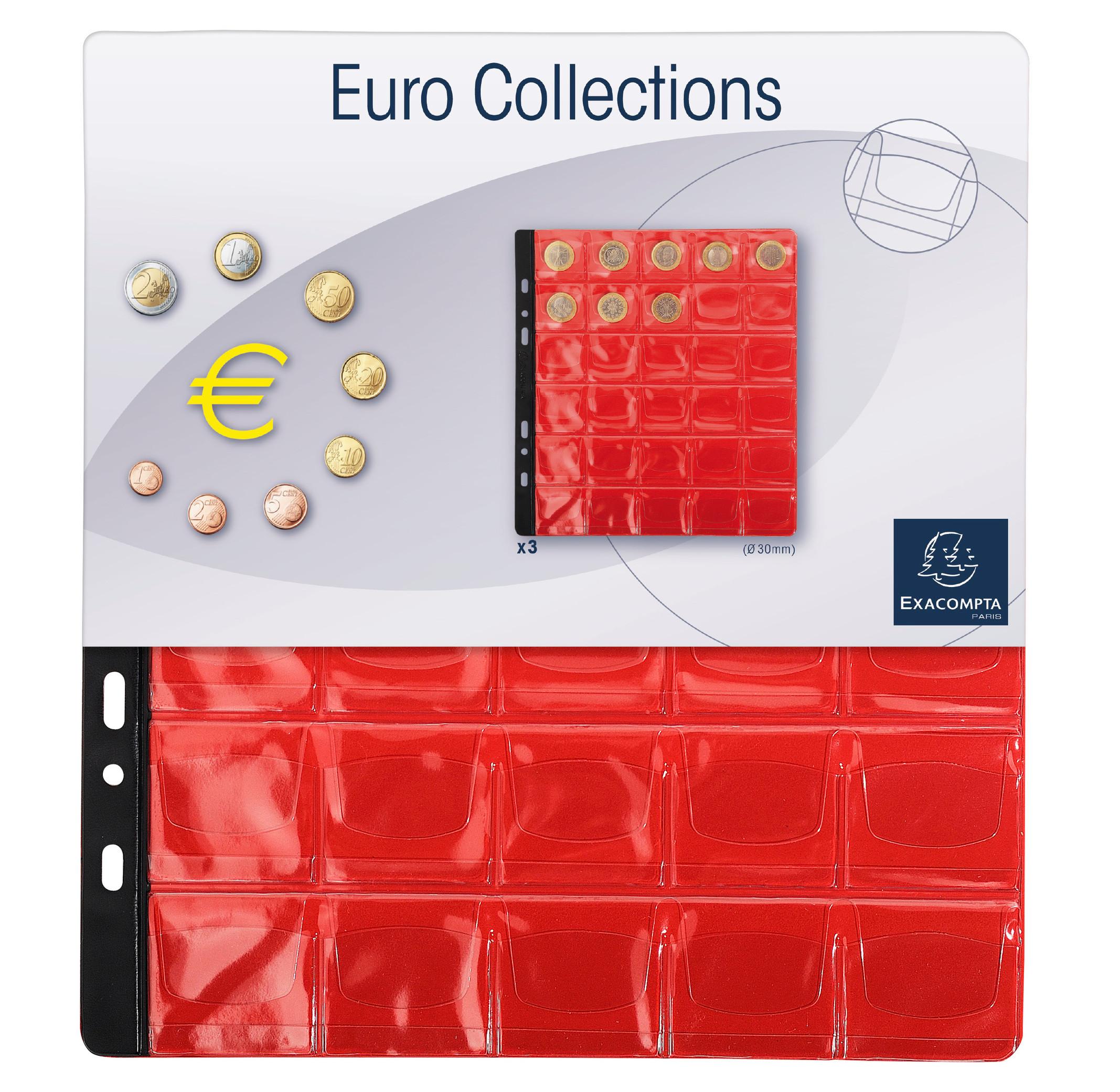 Exacompta Sachet de 3 recharges numismatiques 30 cases de diamètre 30mm - 24,5x25 cm - x 5  