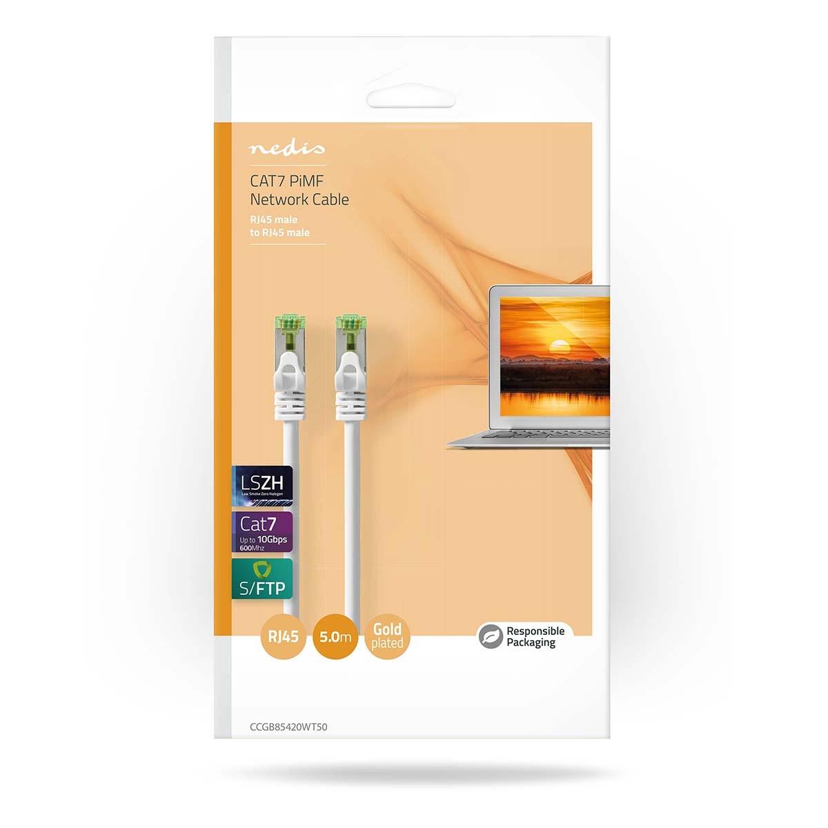 Nedis  Cavo di rete CAT7 | S/FTP | RJ45 maschio | RJ45 maschio | 3,00 m | Senza strappo | Rotondo | LSZH | Bianco | Scatola 