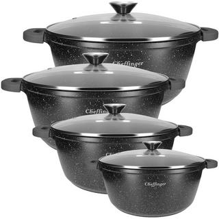 Cheffinger Pentole con coperchio - nere - 8 parti  