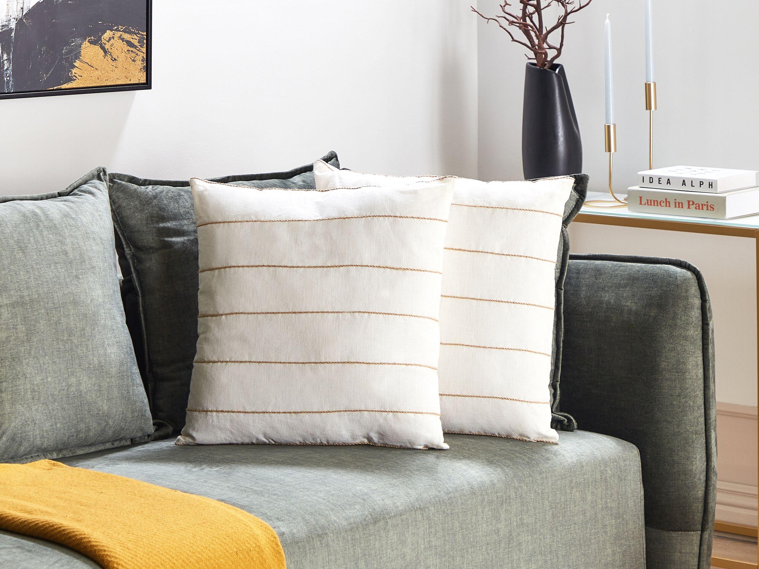 Beliani Lot de 2 coussins décoratifs en Lin Traditionnel MILAS  