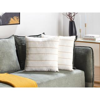 Beliani Lot de 2 coussins décoratifs en Lin Traditionnel MILAS  
