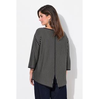 Ulla Popken  Maglione dal taglio oversize con righe, scollo rotondo e maniche a 3/4 