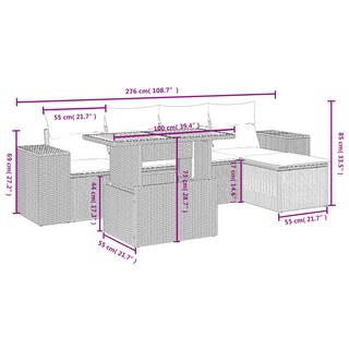 VidaXL Ensemble de canapés de jardin rotin synthétique  