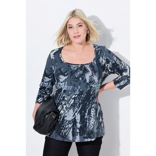 Ulla Popken  Shirt, A-Linie, Zierfalten, Carree-Ausschnitt, 3/4-Arm 