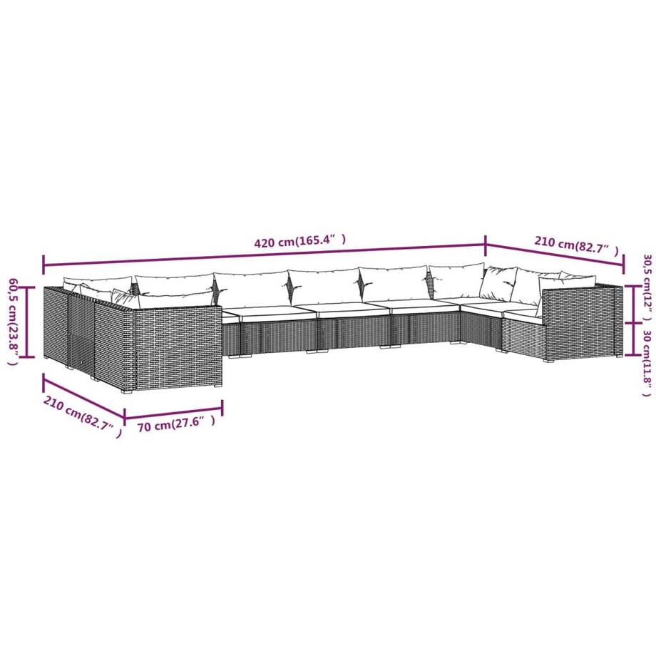 VidaXL Garten-lounge-set poly-rattan  