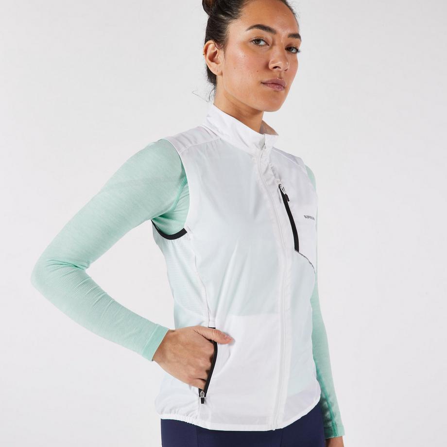 KIPRUN  Winddichte, ärmellose Laufjacke , Kiprun Run wind 500 Weiss 