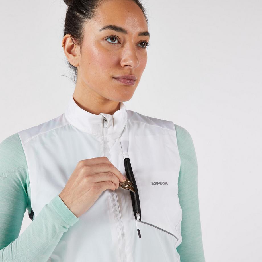 KIPRUN  Winddichte, ärmellose Laufjacke , Kiprun Run wind 500 Weiss 