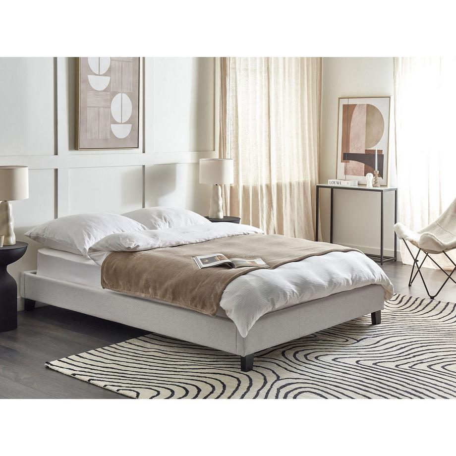 Beliani Letto senza testata en Tessuto Scandinavo ROANNE  