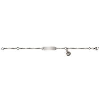 MUAU Schmuck  Bébé Bracelet Panzer Weissgold 750, 14cm Gravurplatte 2cm Engel Anhänger 