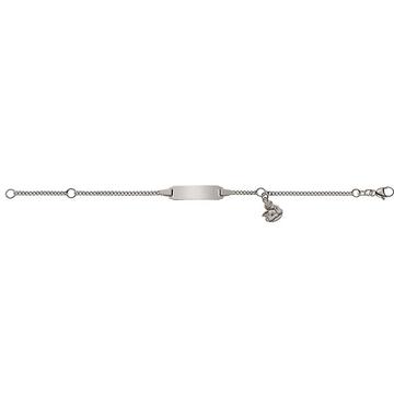 Bébé Bracelet Panzer Weissgold 750, 14cm Gravurplatte 2cm Engel Anhänger