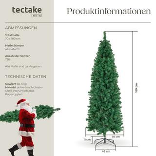 Tectake Sapin de Noël artificiel COMETE, aspect naturel  