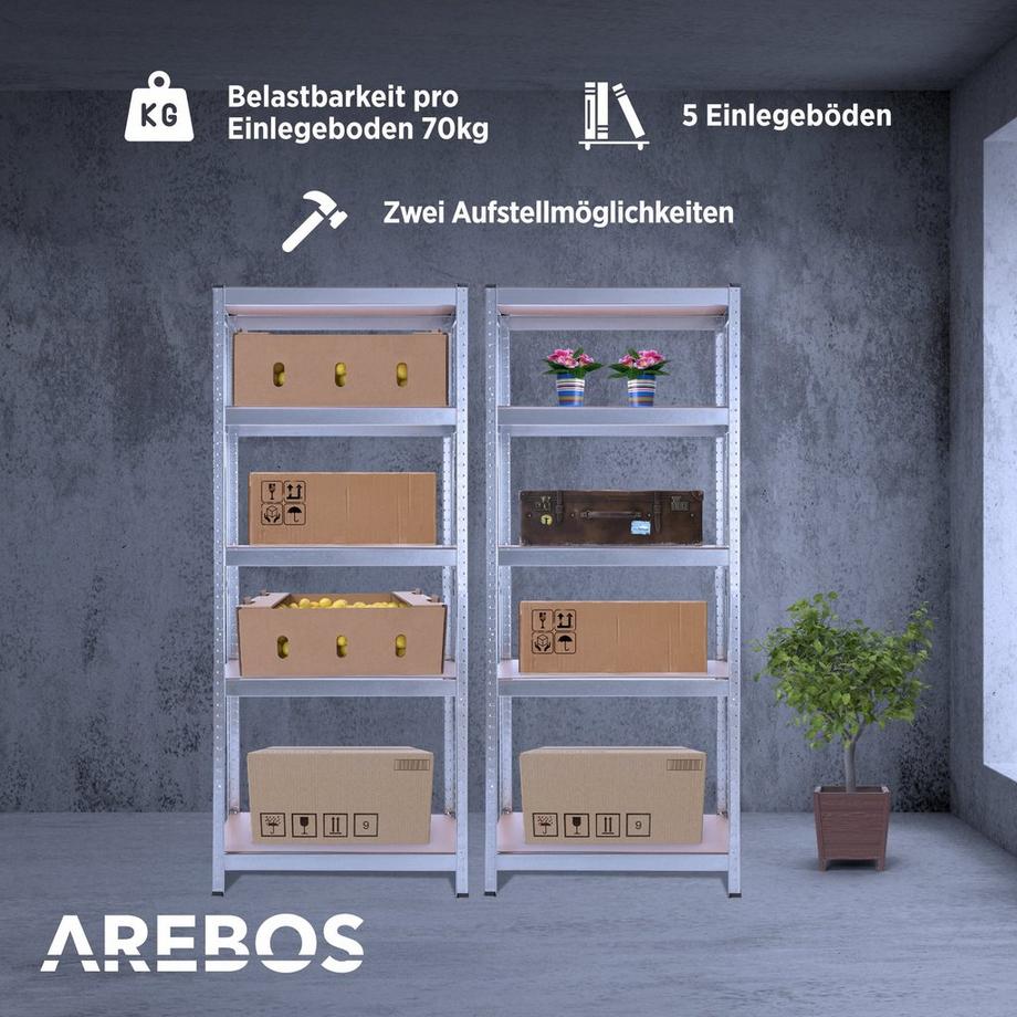 Arebos 2x Schwerlastregale  