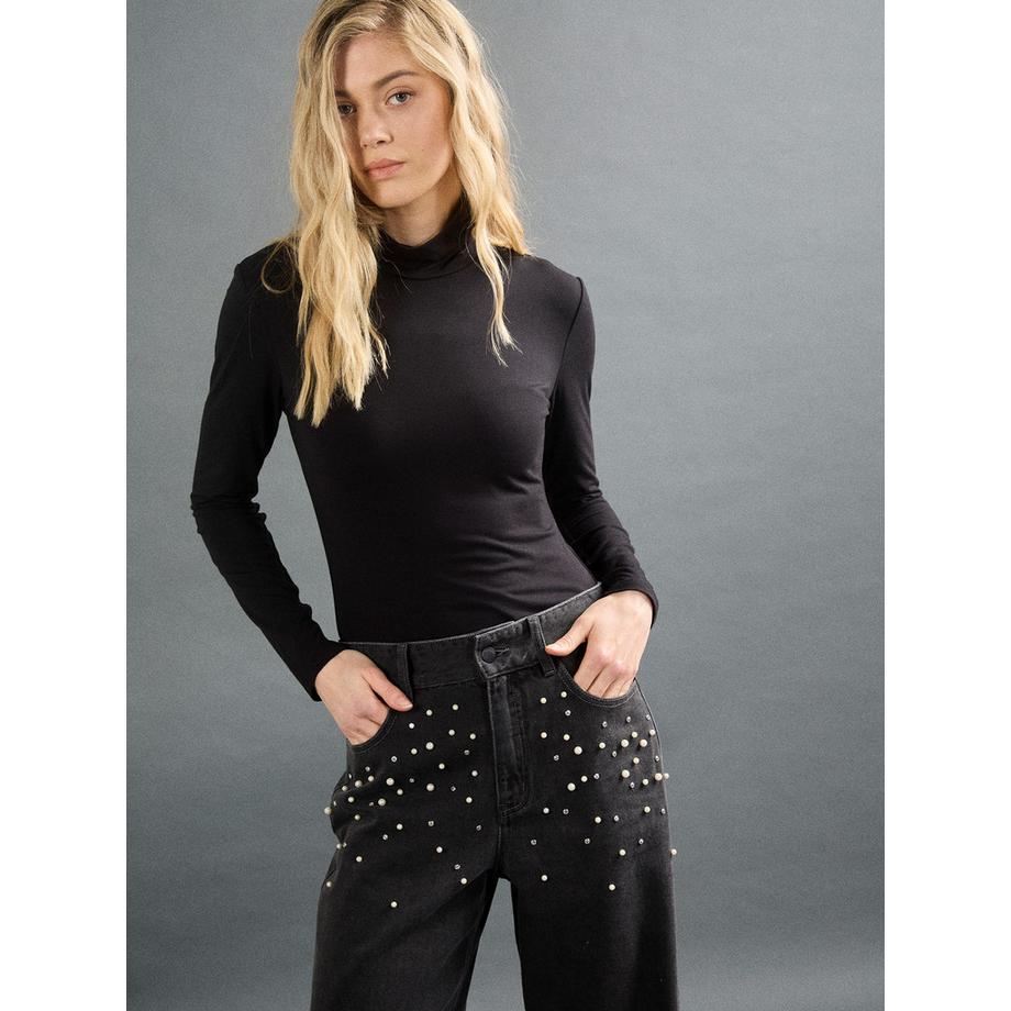 APRICOT Jean à jambes larges orné de perles et strass  