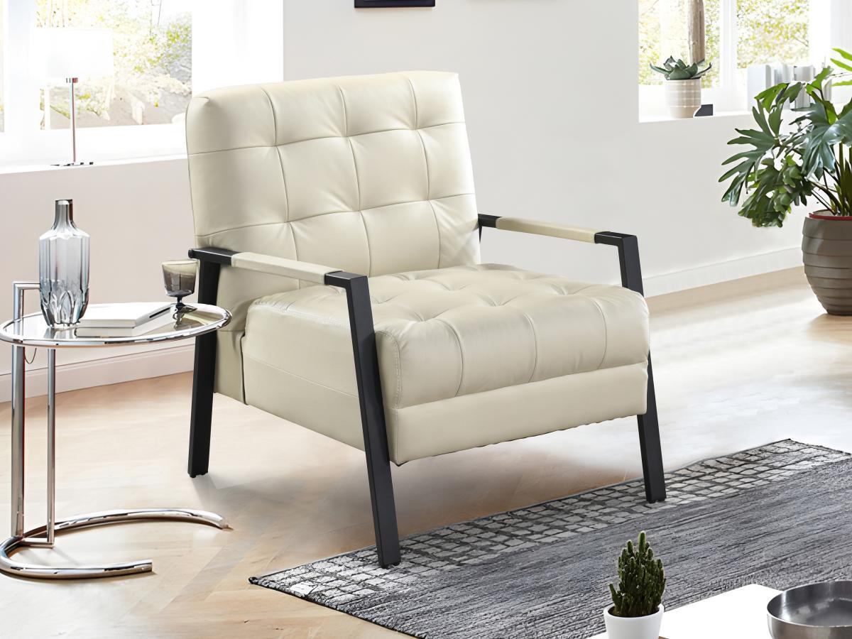 Vente-unique Fauteuil en cuir beige MARADI  