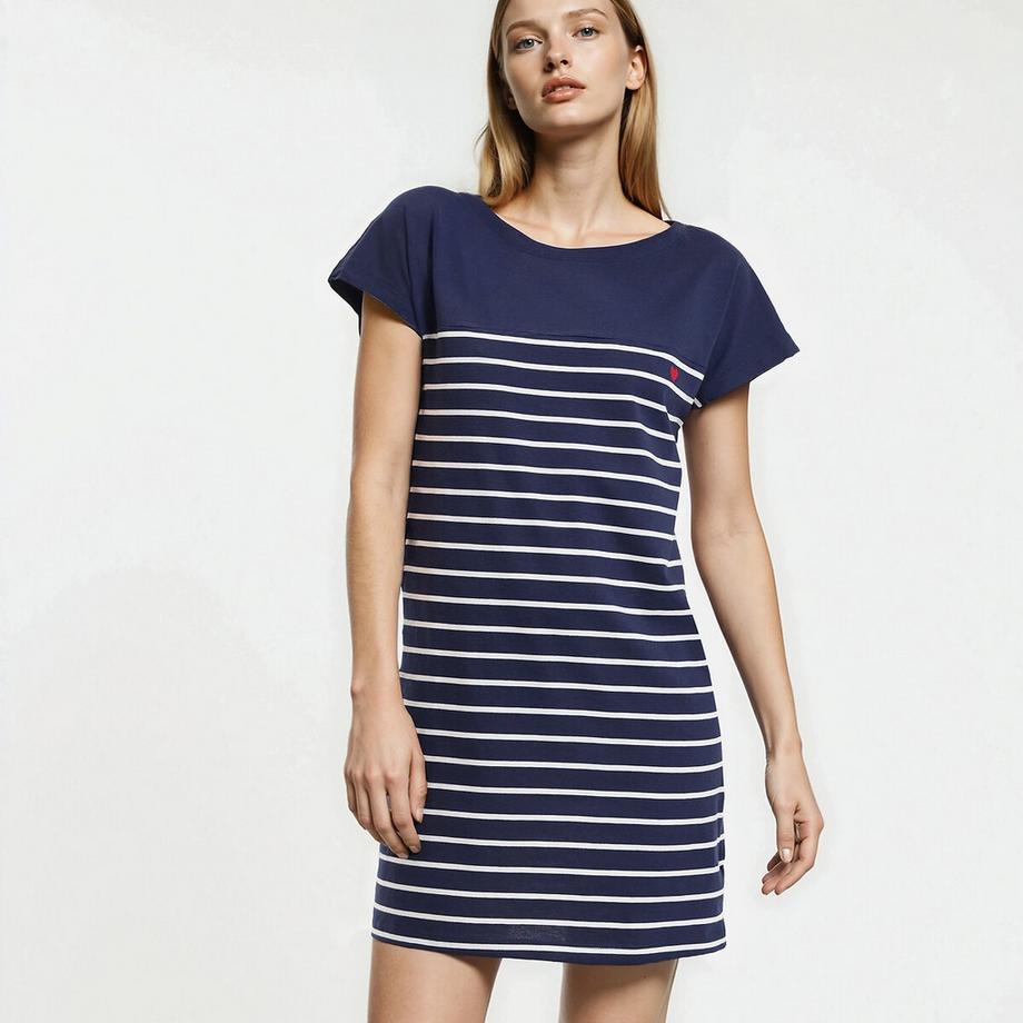 La Redoute Collections Gestreiftes Kurzarm-Nachthemd  