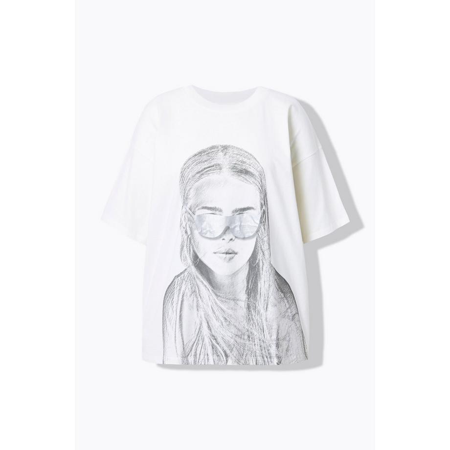 Studio Untold T-Shirt Oversize Stampa Testa di Donna  