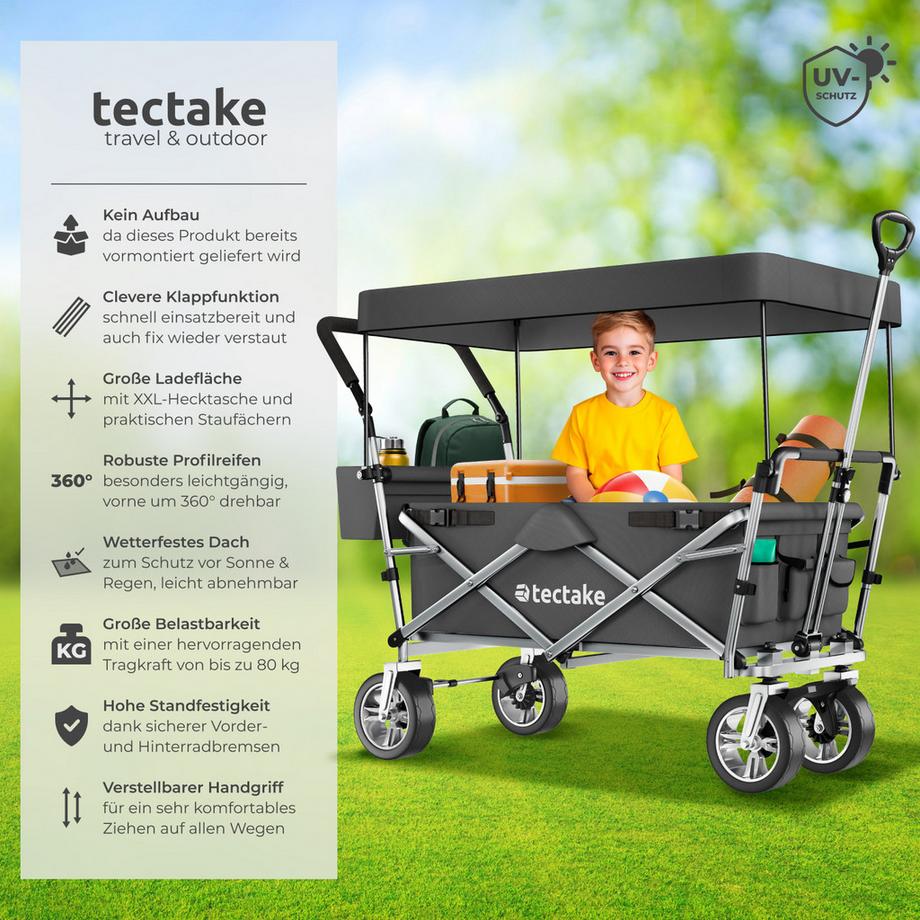 Tectake  Chariot de jardin et de transport NICO pliable avec toit 