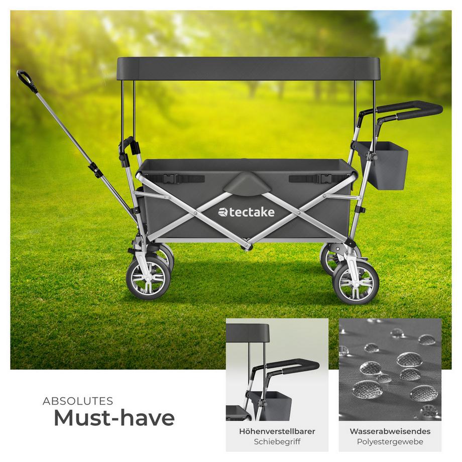 Tectake  Chariot de jardin et de transport NICO pliable avec toit 