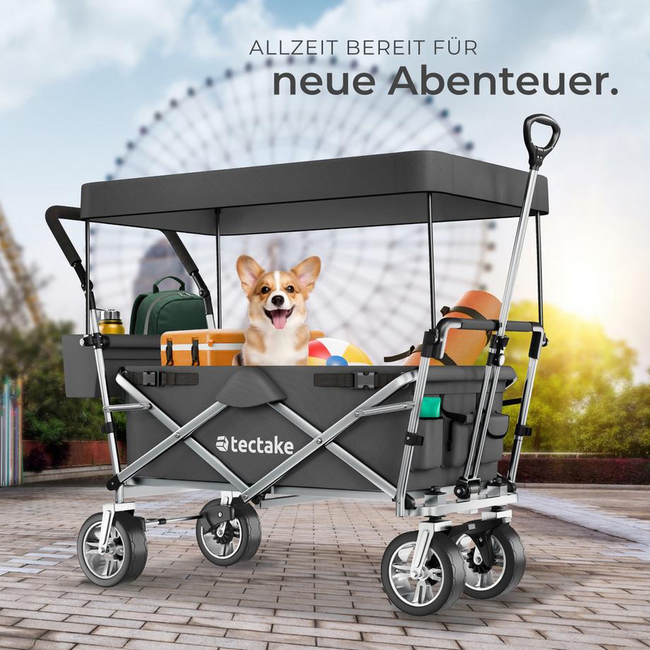 Tectake  Chariot de jardin et de transport NICO pliable avec toit 