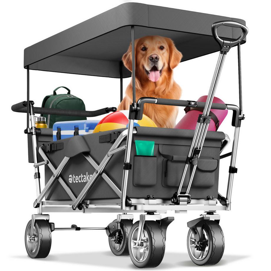 Tectake  Chariot de jardin et de transport NICO pliable avec toit 