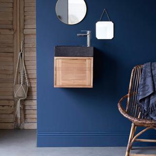 Tikamoon Mobile sottolavabo in teak massello con lavabo in marmo black Basic  