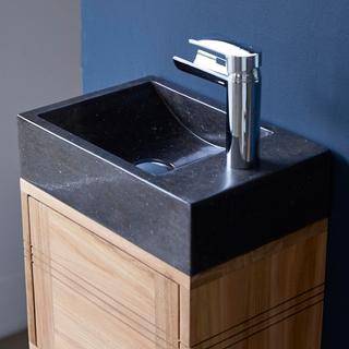 Tikamoon Mobile sottolavabo in teak massello con lavabo in marmo black Basic  