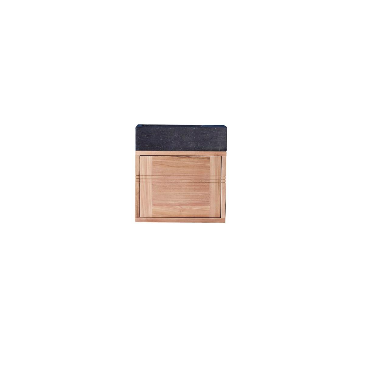 Tikamoon Mobile sottolavabo in teak massello con lavabo in marmo black Basic  