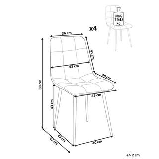 Beliani Set di 4 sedie en Velluto Moderno POWELL  