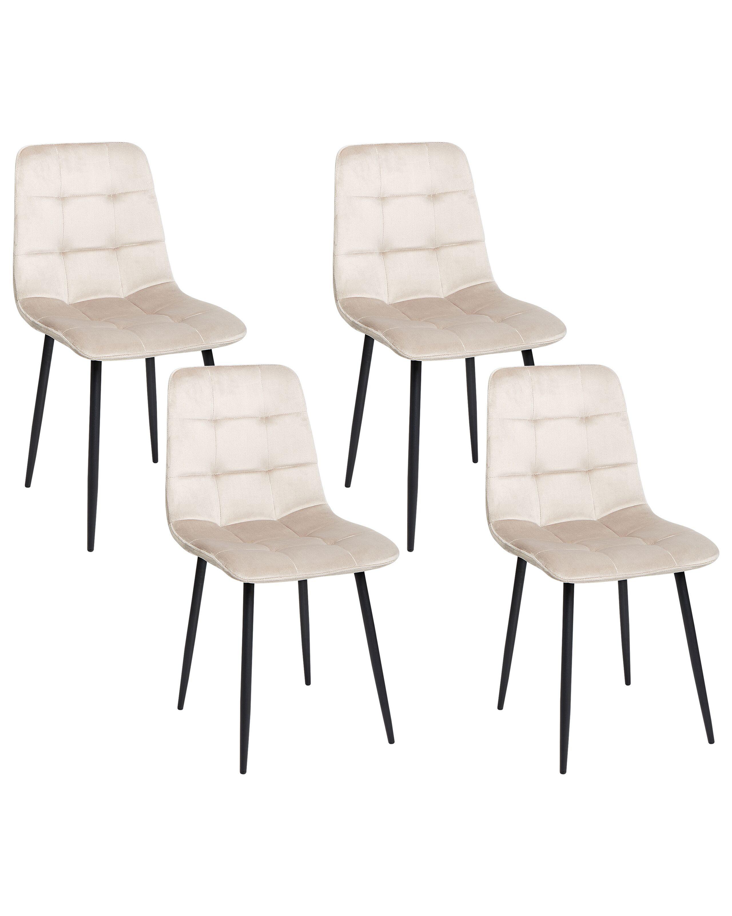 Beliani Lot de 4 chaises en Velours Moderne POWELL  