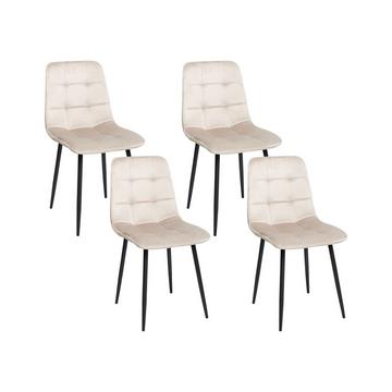 Lot de 4 chaises de salle à manger en Velours Moderne POWELL