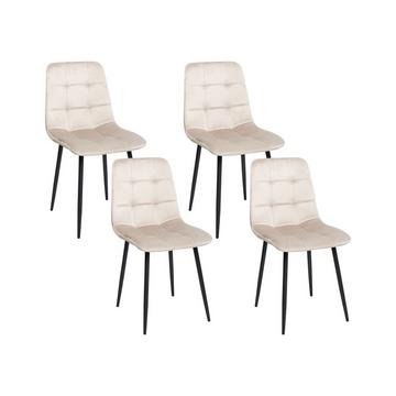 Lot de 4 chaises en Velours Moderne POWELL