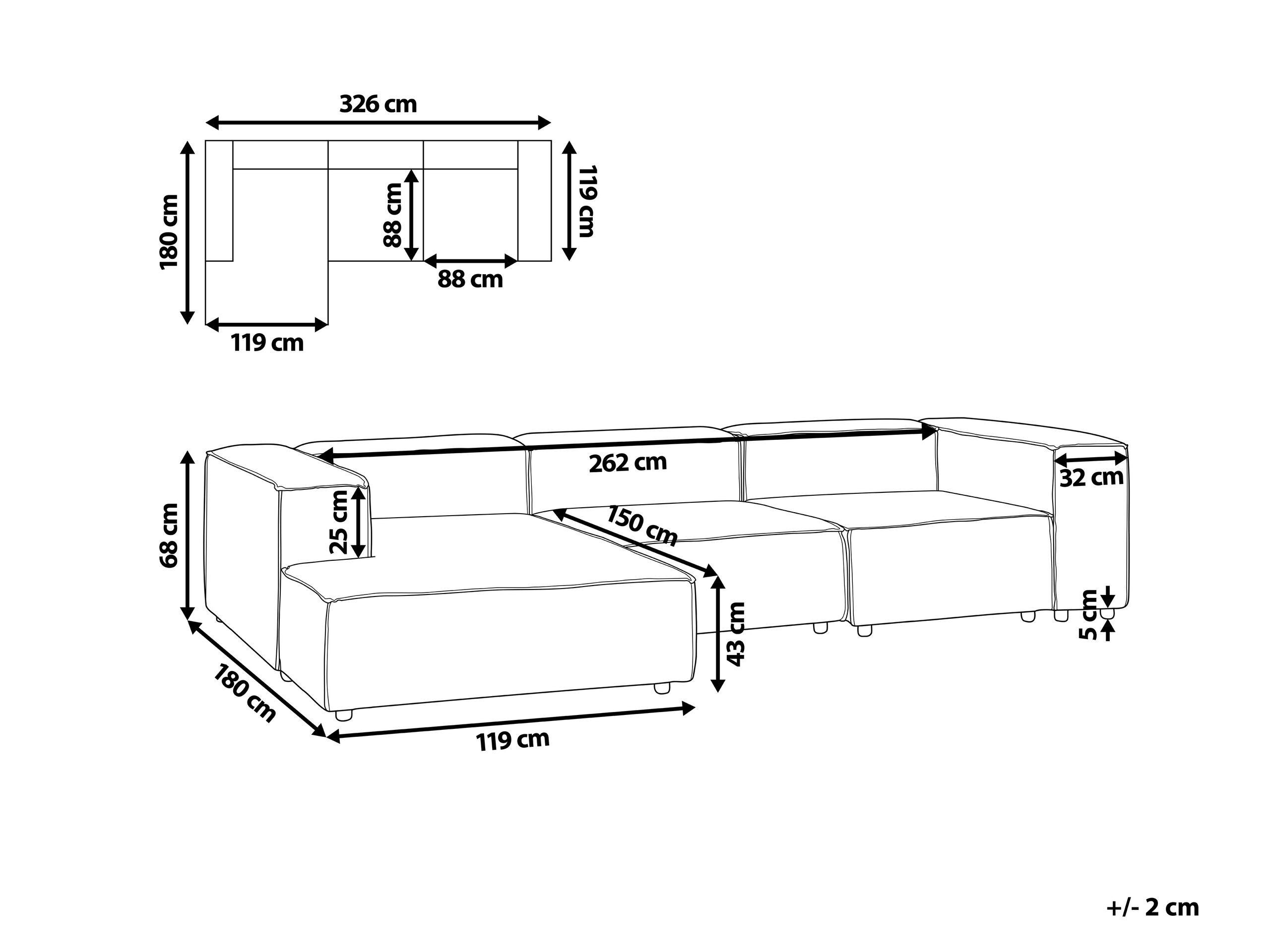 Beliani Ecksofa aus Leinen Skandinavisch APRICA  