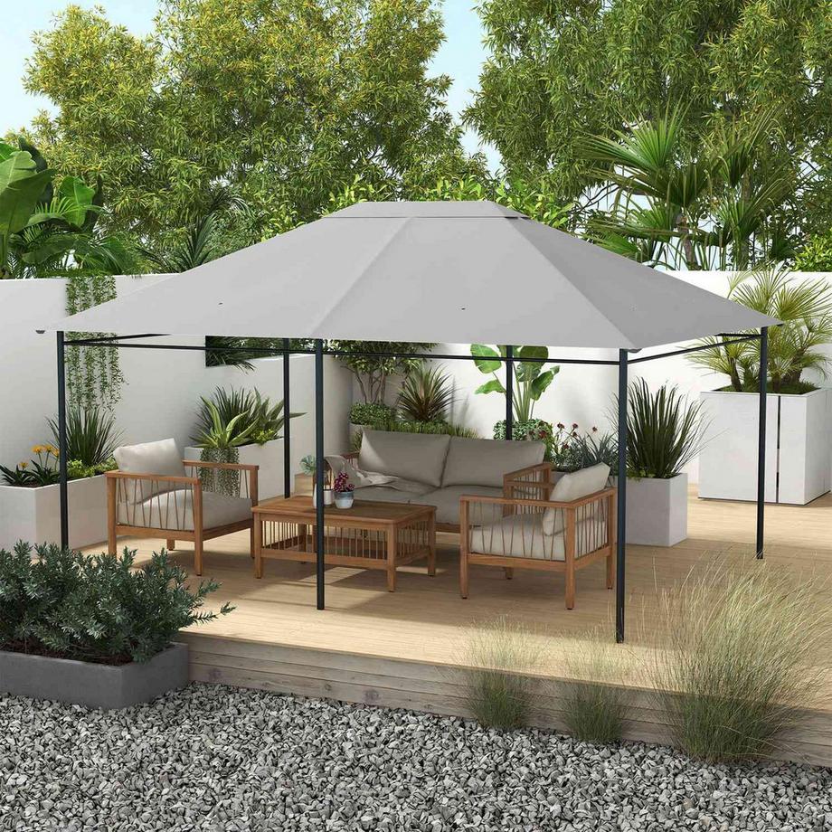 Northio Ersatzdach für Pavillon 4 x 3m, wasserabweisend Pavillondach mit UV Schutz 30+, Ersatzbezug für Gartenpavillon, Ersatzteile aus Polyester-Stoff, 180 g/m², Hellgrau Aosom  