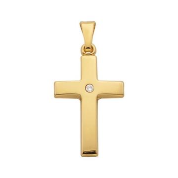 Anhänger Kreuz Gelbgold 750 Diamant 0.01.00ct. 23x12mm