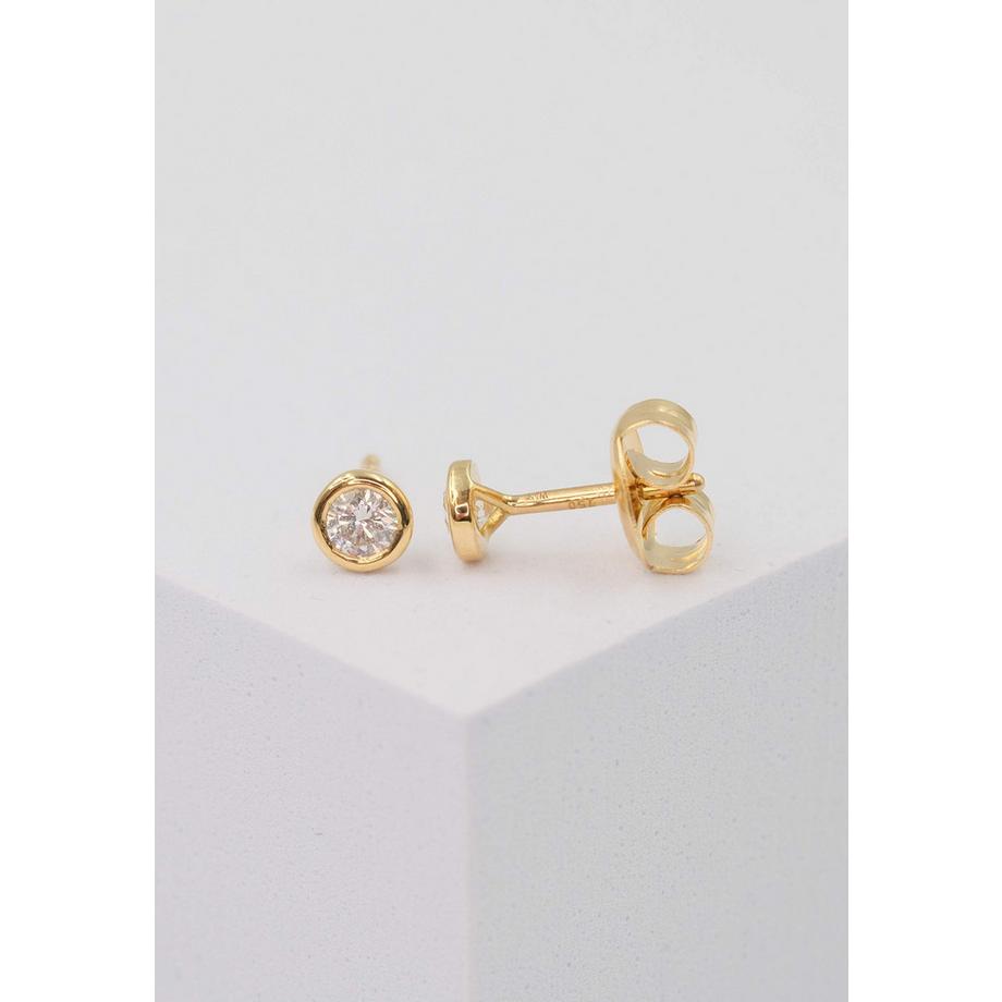MUAU Schmuck  Clous d'oreilles solitaires monture or jaune 750 diamants 0,33ct. 6mm 